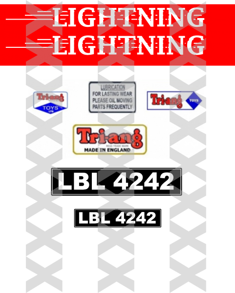 Tri-ang T30 Early Lightning Graphics Set